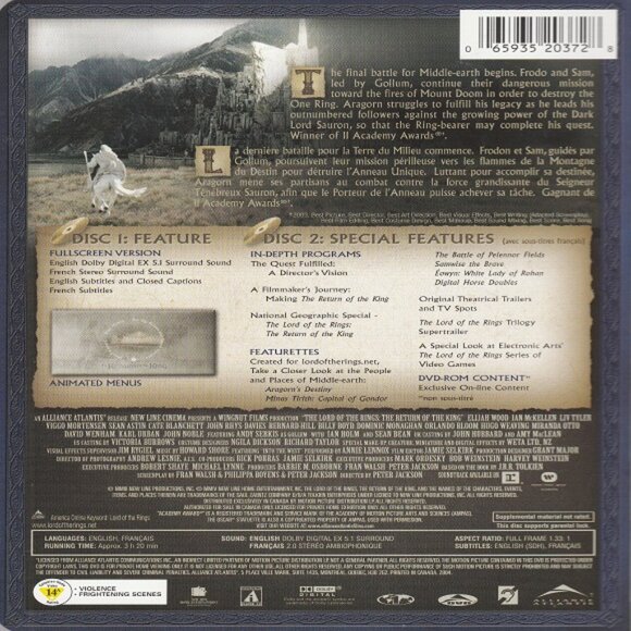 Lord Of The Rings - Return Of The King - 2003 DVD Video - Picture 2 of 2